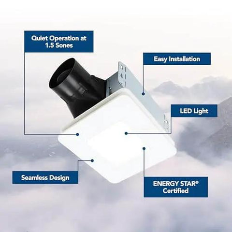 Easy Retrofit Bathroom Exhaust Fan With LED Light That Handles Moisture And Odor, 80 CFM, ENERGY STAR Certified