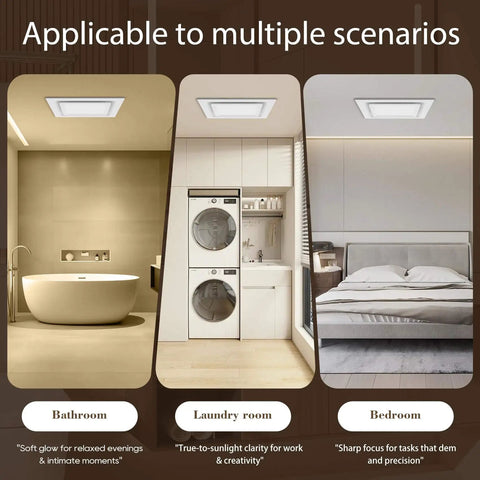 Ultra Quiet 12 Inch Bathroom Exhaust Fan With 6500K LED Light, 120 CFM, 1.0 Sone installed in bathroom, laundry room, bedroom