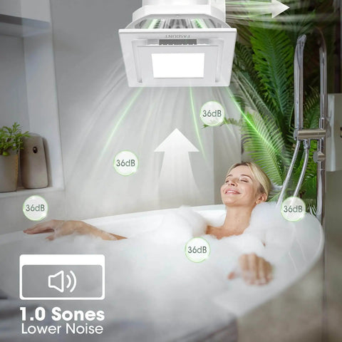 120 CFM Bathroom Exhaust Fan With Light Ultra Quiet 1.0 Sones Ceiling Mount Ventilation above bathtub
