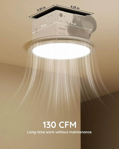Bathroom Exhaust Fan With Light 130 CFM Quiet Ceiling Mount Vent 1.5 Sones 47W 1100 Lumens LED Light by Fitop installed