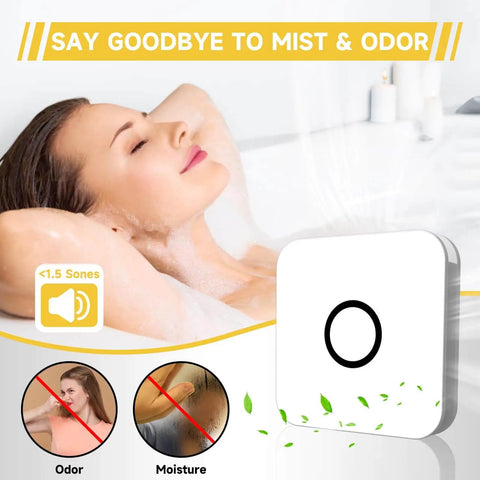 Powerful 2-In-1 Bathroom Exhaust Fan With Light For Quick Moisture Removal And Odor Control, image of fan next to relaxed woman