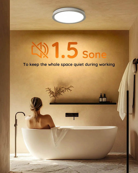 Bathroom with installed Bathroom Exhaust Fan With Light 130 CFM Quiet Ceiling Mount Vent 1.5 Sones 47W 1100 Lumens LED Light by Fitop