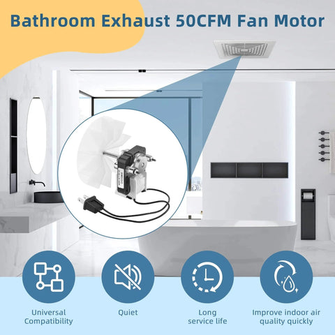 Bathroom Exhaust Fan Motor Replacement Compatible with Nu-Tone Br-oan Electric Fan Motors 120V 50CFM 3000 RPM installed view