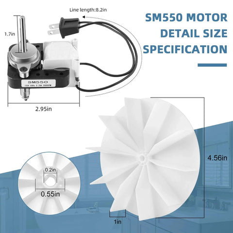 Bathroom Exhaust Fan Motor Replacement Compatible with Nu-Tone Br-oan Electric Fan Motors 120V 50CFM 3000 RPM, Replaces EM550
