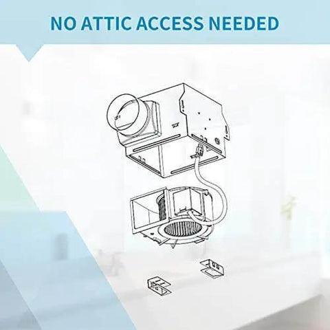 Ultra Quiet Bathroom Exhaust Fan 80 CFM 1.5 Sone No Attic Access Needed Energy Star Certified Ceiling Mounted installation diagram