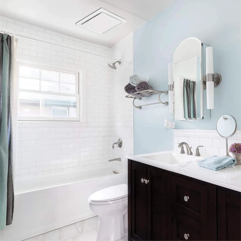 Quiet Ceiling Mount Bathroom Exhaust Fan With 80 CFM And 1.5 Sones White Finish Ideal For Small To Medium Bathrooms