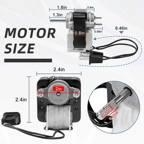 S99080166 BP28 Bathroom Vent Bath Fan Motor Kit Replacement YJF6178 dimensions and components, showing size and wiring.