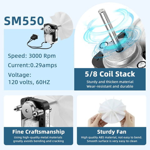 Bathroom Exhaust Fan Motor Replacement Compatible with Nu-Tone Br-oan Electric Fan Motors 120V 50CFM 3000 RPM image with features