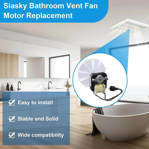 Universal Bathroom Vent Exhaust Fan Motor Replacement Motors Kit, Fit for Nu-Tone Br-oan 120V 50CFM shown installed in bathroom