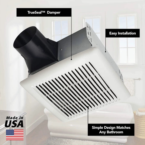 Easy Roomside Installation 110 CFM Bathroom Ventilation Fan Keeps Mirrors Crystal Clear And Quiet 3.0 Sones For Bathrooms Up To 105 Sq Ft White Broan NuTone