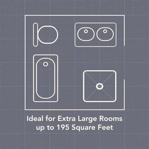 Diagram indicating areas needing the High Performance Ceiling Exhaust Fan 200 CFM 8.5 Sones White Vertical Discharge Ceiling Ventilation Fan
