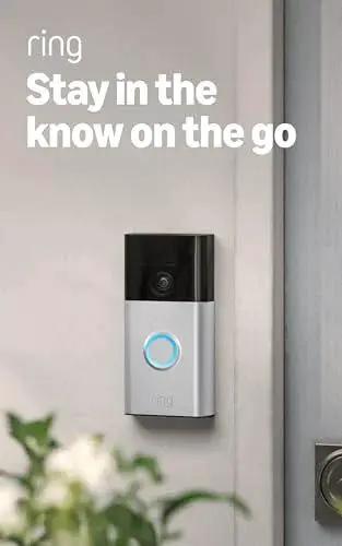 Battery Doorbell With Head To Toe Video For Home Or Business, Live View And Two Way Talk, 2nd Gen, installed on doorframe