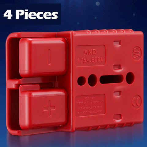 Red Six Piece Beefy 2 To 4 Gauge 175 Amp Battery Quick Connector Kit 12 To 36V Wire Harness Disconnect Plug
