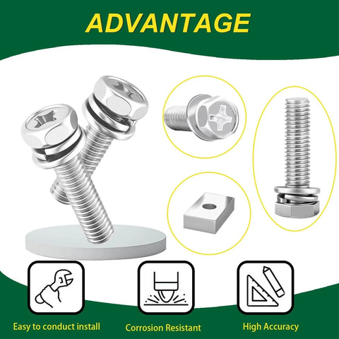 Close-up of 72Pcs Battery Terminal Bolts and Nuts Set M6 with square nuts and corrosion resistance features.