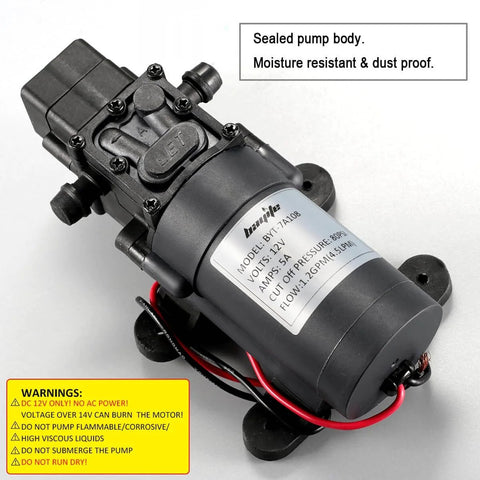 bayite 12V DC Water Transfer Pump with 2 Hose Clamps 12 Volt Diaphragm Pump Self Priming Sprayer Pump with Pressure Switch 4.5 L/Min