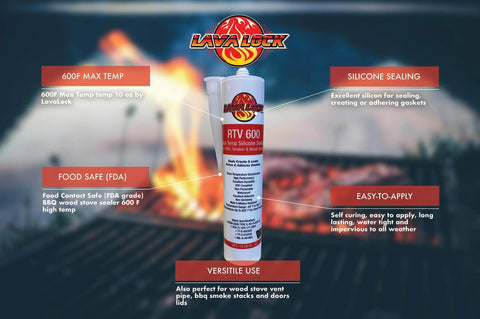 Grillin Ready High Temp BBQ Smoker Gasket Sealer RTV Adhesive 10 Oz Cartridge Food Contact Safe Weatherproof Sealant Red 600F Cap