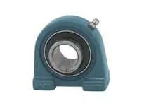 Front view of 1-7/16 in Set Screw Tapped-Base Pillow Block Single-Row Ball Bearing, Cast Iron Housing, Contact Seal, Relubricatable.
