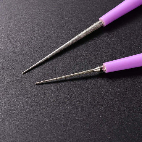 Bead Hole Reamer Tool For Jewelry Making By EXCEART, close-up showing fine tips and ergonomic anti-skid purple handle for precision work.