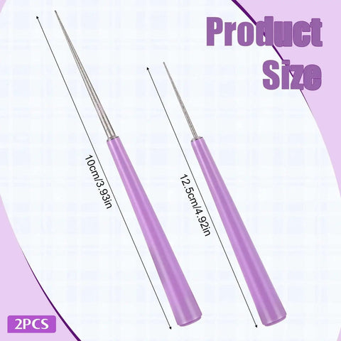 2 Piece Bead Reamer Tool Set With Diamond Tipped Reamers For Jewelry Making, hole enlarger with purple handles, showing sizes 10cm and 12.5cm.