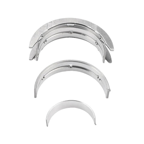 Engine Crankshaft Main And Connecting Rod Bearing Kit For Scion FRS Subaru BRZ Toyota 86 And More Street Ready Fit For Forester Impreza Legacy Outback XV Crosstrek 2011 Through 2022 Replacement Bearings Set shown in a front view, illustrating individual metal bearing components arranged in a row for installation.