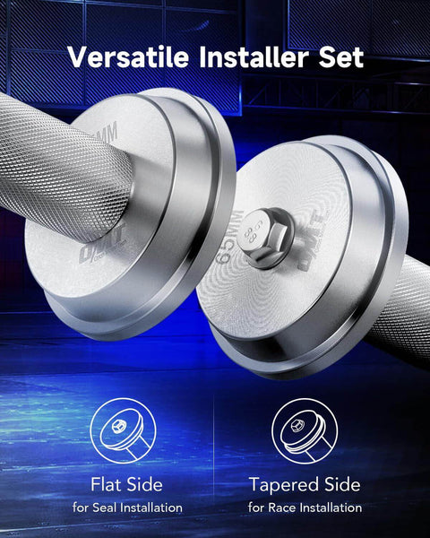 10pc Bearing Press Kit with Race and Seal Driver Set showing knurled handle and dual-sided adapters for seal installation
