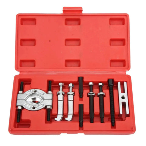 Bearing Separator And Puller Set 9 Piece Portable Heavy Duty Bearing Splitter Tool Kit in red case showing tools and components