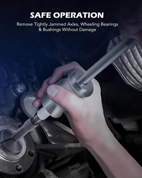 Using the Blind Hole Collet Bearing Race and Seal Puller Extractor Kit for safe bearing removal with slide hammer pilot insert.