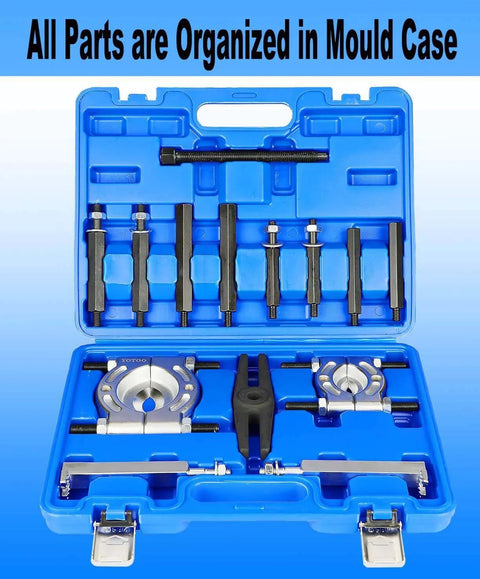 Bearing Puller Set, 5 Ton Capacity Bearing Separator Kit with 2" and 3" Jaws in open blue case