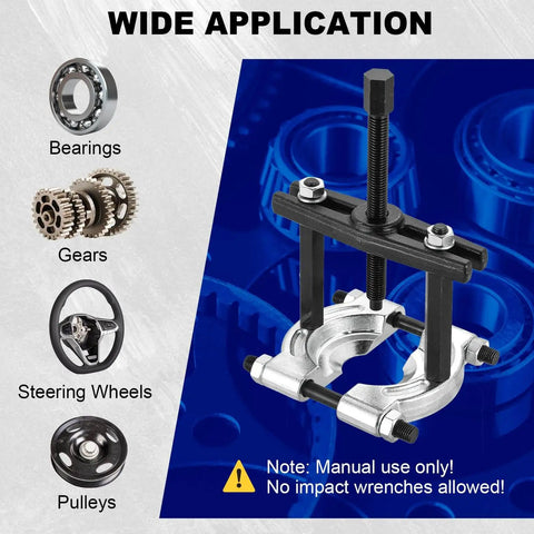 12 Piece Bearing Puller Set, Heavy Duty 5 Ton Capacity Bearing Separator Kit displayed with compatible parts