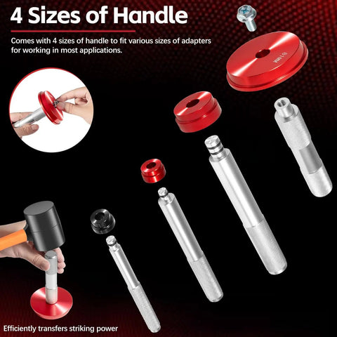 Bearing Race And Seal Driver Kit For Wheel Bearing Installation 43 Piece Set With 39 Adapters And 4 Handle Sizes shown