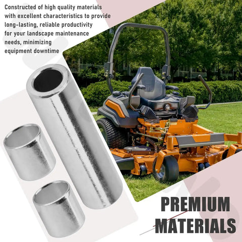 2 Pack Bearing Sleeve 1-513034 And Idler Bushing Pivot 1-603384 For Exmark Toro Lazer Z Quest Pioneer, shown with commercial lawn mower
