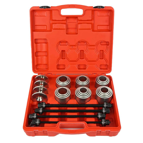 28 Piece Press And Pull Sleeve Kit For Removing Bearings Bushings Seals For Cars And Light Trucks Universal Auto Tool Set With 34 To 68 Millimeter Inner Diameters in red case