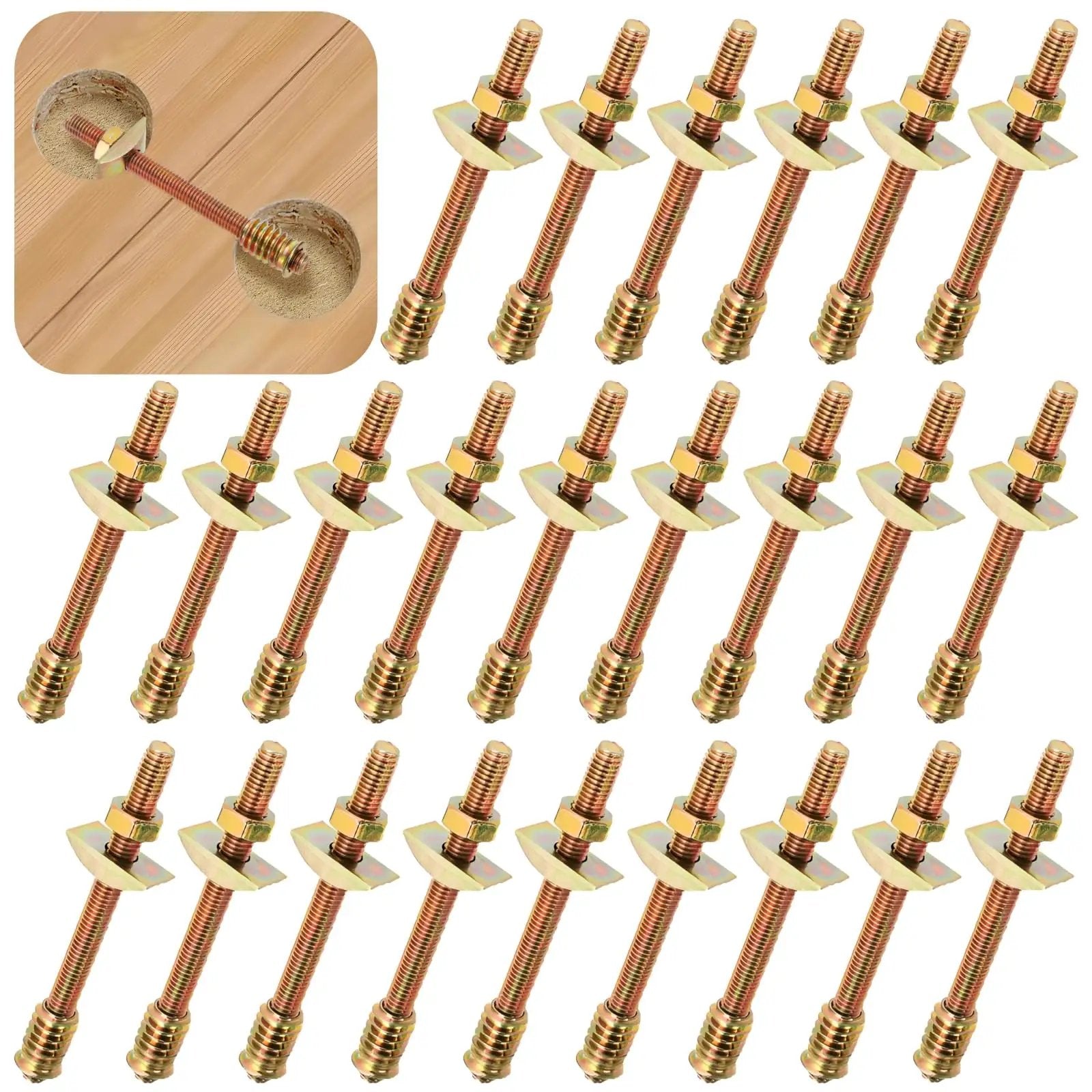 24 Sets Bed Frame Connector Kit With 8x100mm Four In O...