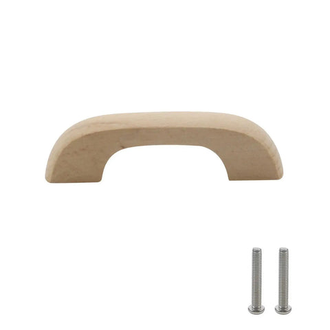 Unfinished Beech Wood Drawer Knob Set 2 Pack Paintable Cabinet Handles with M4 screws, smooth finish, front view