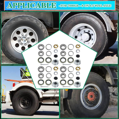 Beefed Up 4 Sets Trailer Axle Hub Bearings Kit For 7000 Lbs Trailer D42 Tapered Spindle With 21333TB And 22333TB Grease Seals