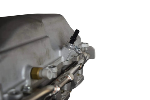 ICT Billet vacuum port adapter, aluminum, 1/8 NPT hose barb, mounted on LS-based intake manifold