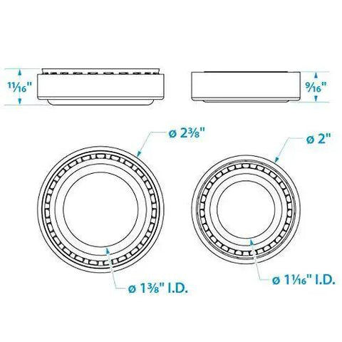 Diagram of Beefy Boat Trailer Wheel Bearing Kit For 84 Spindle With Two Bearings And Races, Double Lip Seal AE2592N, Cotter Pin Included