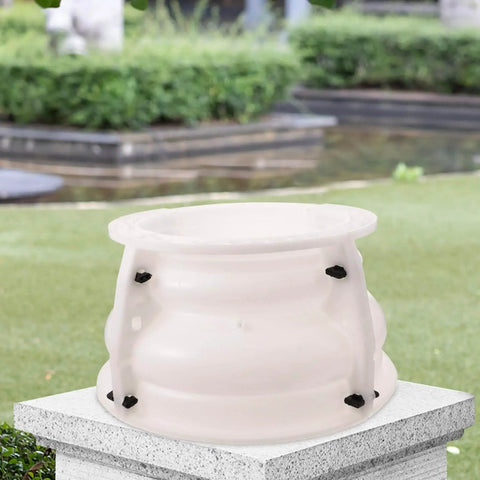 Beige Concrete Planter Mold For DIY Pots And Epic Epoxy Projects Large Urn Planter And Roman Column Base Mold displayed outdoors
