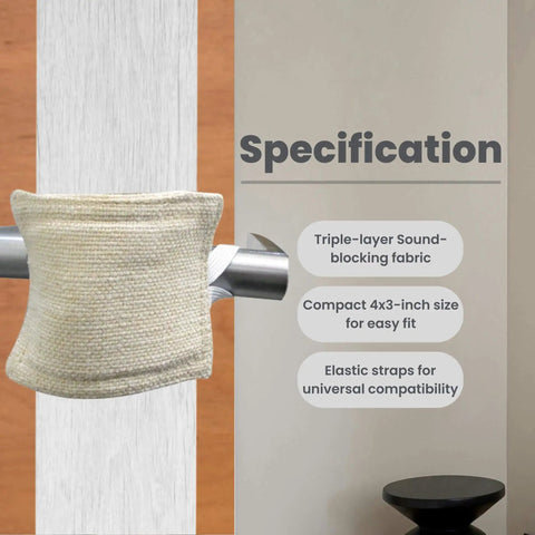 Door Noise Blocker With Elastic Straps Easy Install Latch Cover That Hushes Door Slams For All Doors 4x3 Inches Thick Fabric Silencer