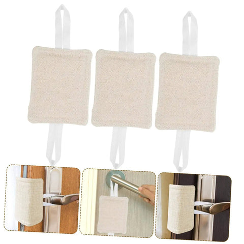 Silence noisy doors with this 3-pack of no drill door silencers shown in beige, easy to install on door edges to cushion slams and protect fingers.