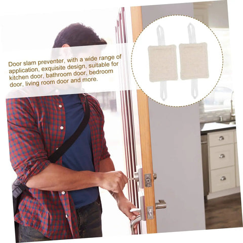 Man installing three piece door silencers no drill easy install cushions for noise reduction door slam stoppers prevent door slams protect fingers and walls.