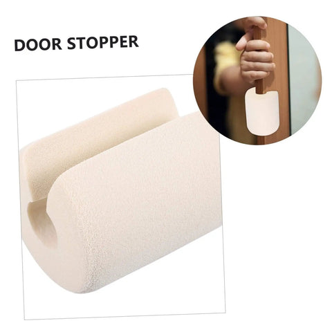 Two Pack Pinch Door Safety Stopper Silencer Set With Finger Protector And Door Guard for home use shown on wooden door frame