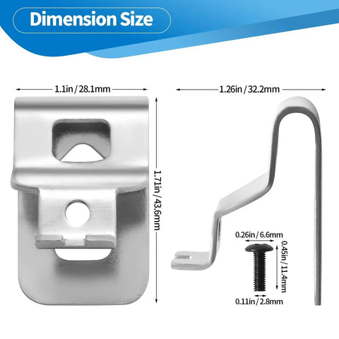 Premium four pack belt clips crafted from 304 stainless steel with screws for reliable 20V tool attachment, offering corrosion resistance