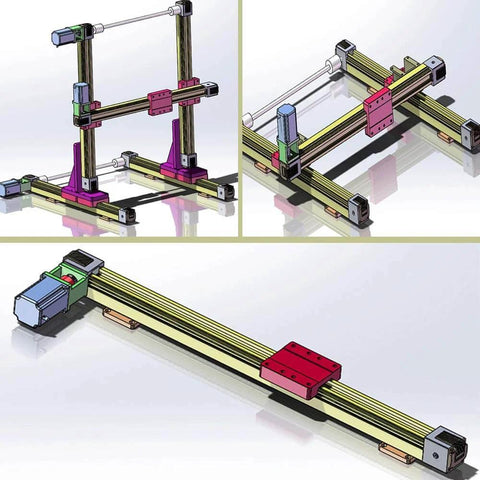 Belt Drive Motorized Linear Stage Actuator 600MM Fast Linear Motion Slide Rails for CNC Linear Position Kit components diagram.