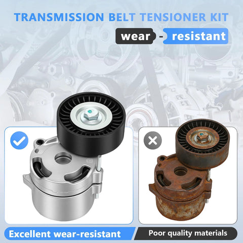 Beefed Up Serpentine Belt Tensioner Assembly With Pulley Replacement For Forester Impreza BRZ Outback Crosstrek WRX XV Crosstrek And Legacy Models From 2011 Through 2019 OEM 39359 showing quality difference