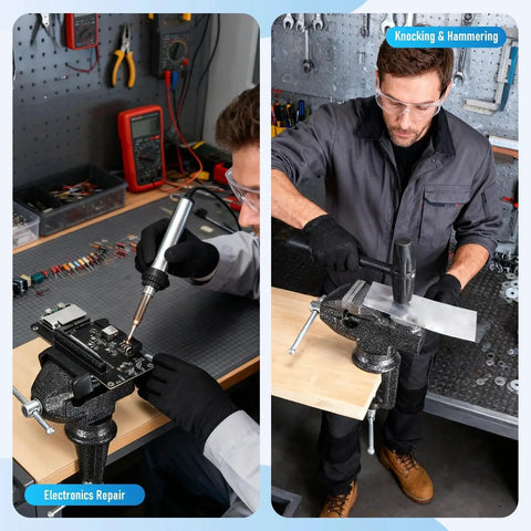 3 Inch Bench Vise Heavy Duty Clamp On With Anvil And 360 Degree Swivel Base used for electronics repair and metalworking