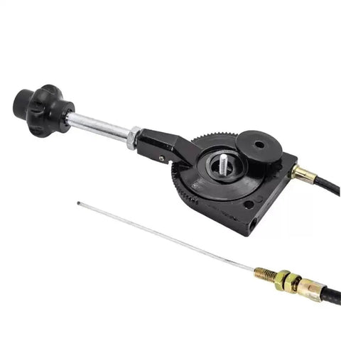Close-up of a 40 Inch Bendable Excavator Throttle Cable Controller Handle for manual control, showing steel joints and PU construction.