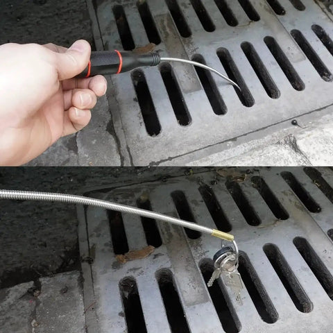 Flexible Magnetic Pickup Tool 25 Inch Bendable Magnetic Snake With 2 Pound Pull And Narrow 7mm Magnet Head For Reaching Drains Engine Bays And Workbenches Ideal For Retrieving Dropped Metal Parts From Tight Spots used to pick keys from a drain
