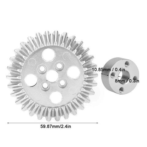 Beefy Bevel Gear Set For FRC Robots Zinc Alloy Aluminum Bearing 22mm shown with dimensions in front view