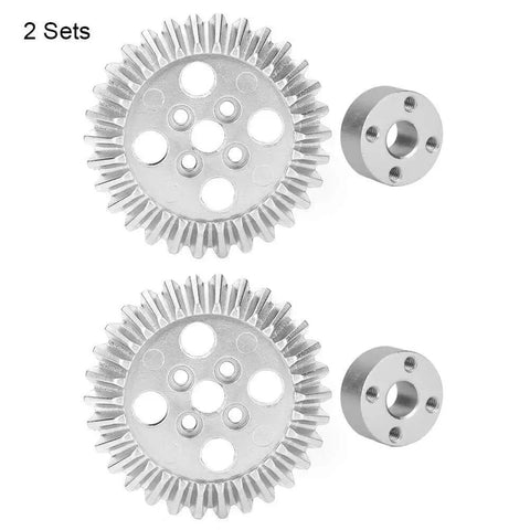 Beefy Bevel Gear Set For FRC Robots Zinc Alloy Aluminum Bearing 22mm, showing two gears and bearings side by side.